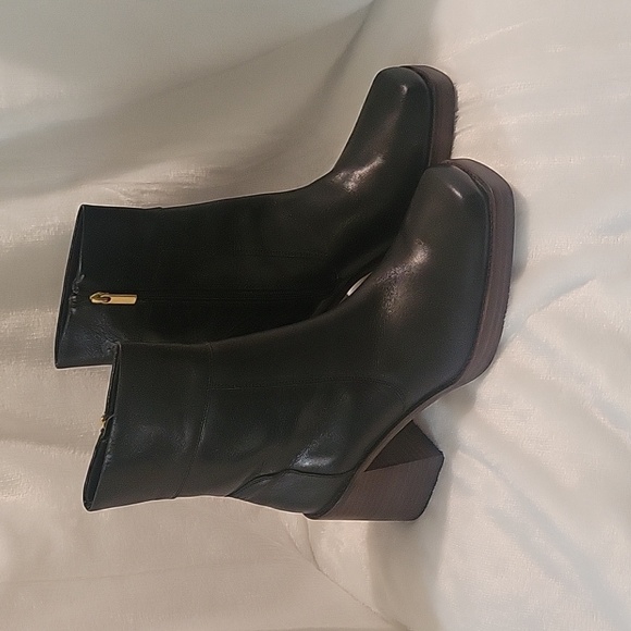Asos Design square toe leather boots black women's size 12 - Picture 1 of 4